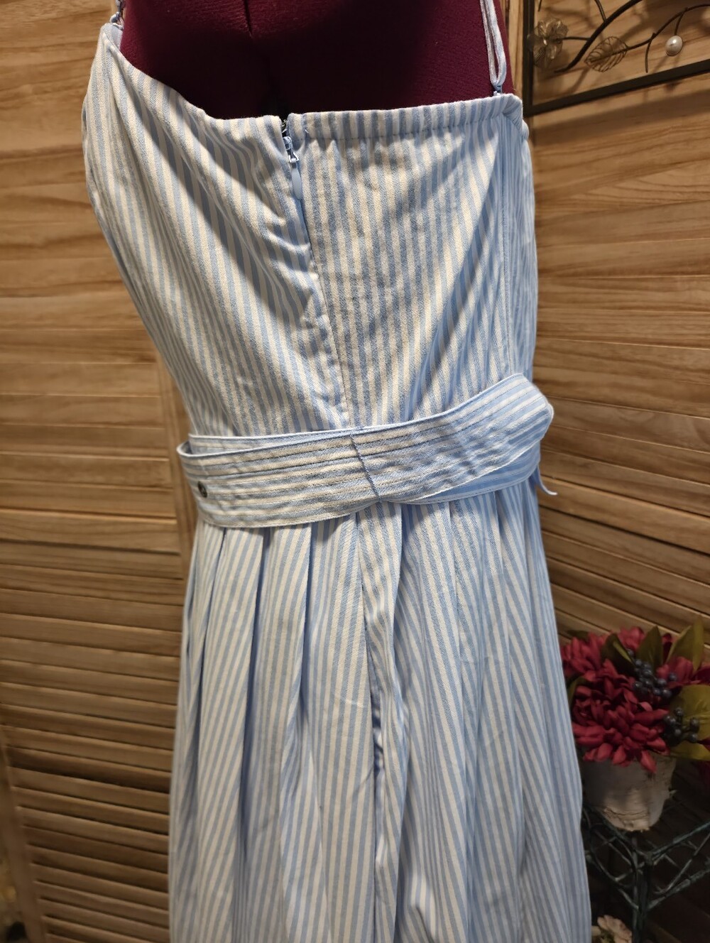 A New Day 8 Blue White Striped Maxi Dress w/Pockets - Picture 3 of 9